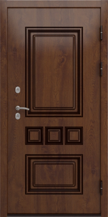 Входная дверь Аура СБ-1 (лак. белое, 16мм, беленый дуб) внешняя сторона
